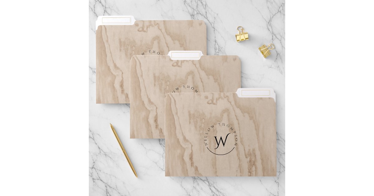 Rustic File Folder Monogrammed Rustic Wood Texture Elegant File Folder | Zazzle