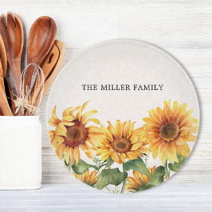Monogrammed Rustic Yellow Sunflower Garden Cutting Board