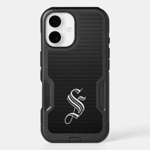 Monogrammed "S" Faux Carbon Fiber OtterBox iPhone 16 Case