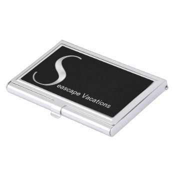 Monogrammed S In Silver On Black Business Card Case by colorwash at Zazzle
