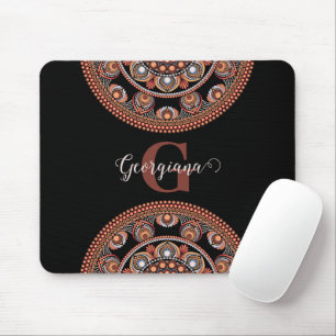 Monogrammed Safari Sunset Bohemian Dot Mandala Mouse Pad