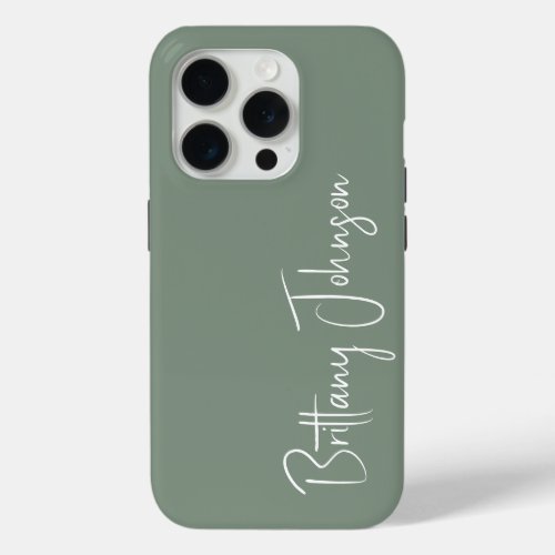 Monogrammed Sage Green iPhone 15 Pro Case