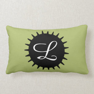 Monogrammed Sage Green Customizable Lumbar Pillow