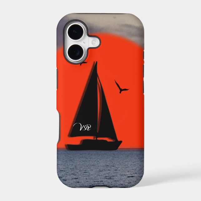 Monogrammed Sailboat Iphone Case (Back)