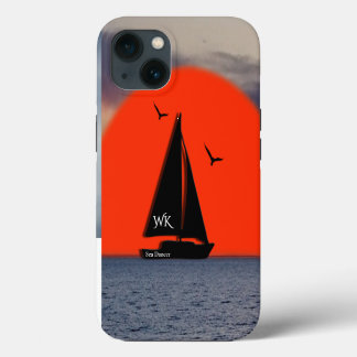 Monogrammed Sailboat with Name on Boat iPhone 13 Case