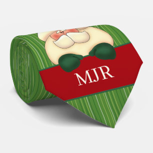Monogrammed Santa Christmas Fun for Him Neck Tie