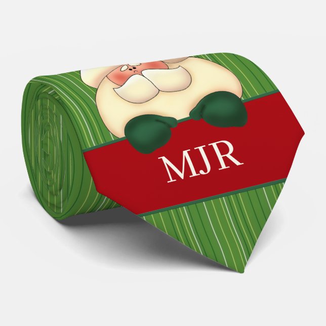 Monogrammed Santa Christmas Fun for Him Neck Tie (Rolled)
