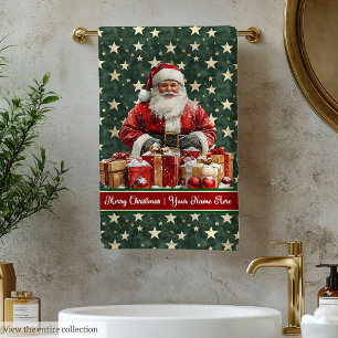 Monogrammed Santa Claus Christmas Bath Towels