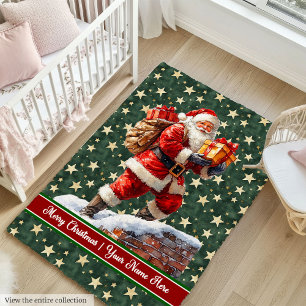 Monogrammed Santa Claus Christmas Kids Rug