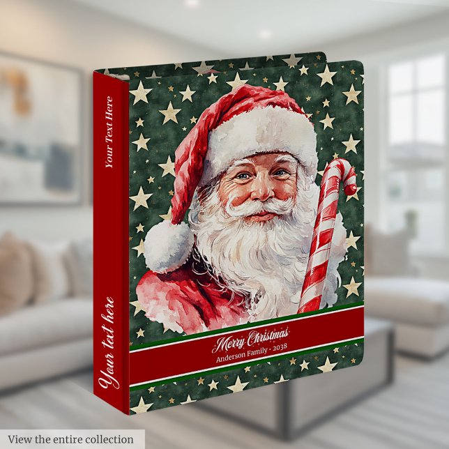 Monogrammed Santa Claus holiday planner  3 Ring Binder (Monogrammed Santa Claus holiday planner 3 ring binder)