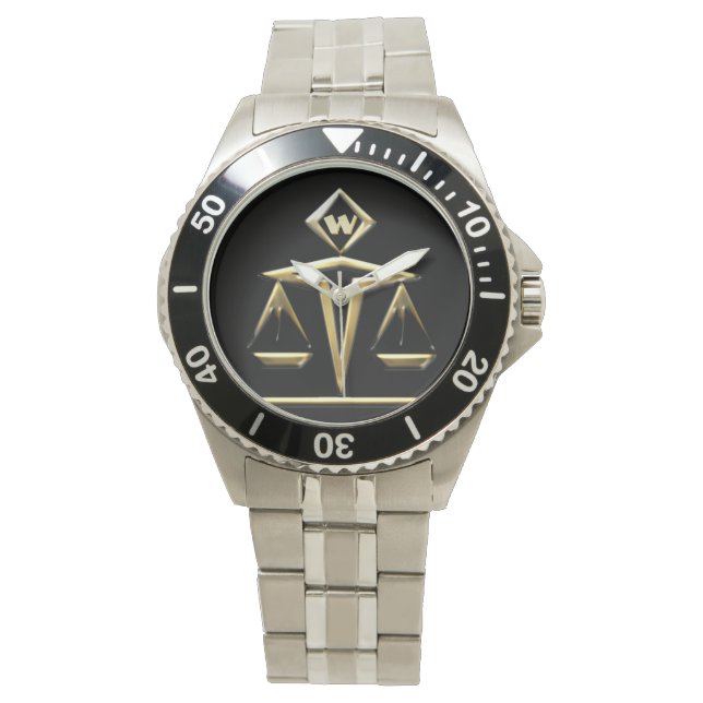 Monogrammed Scales of Justice (v1) Watch (Front)