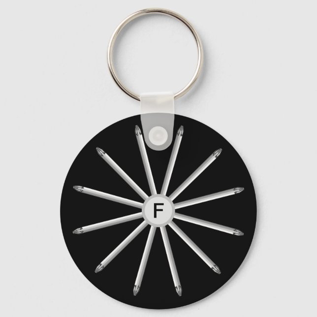 Monogrammed - Screwdriver Bits -  Stylish Modern K Keychain (Front)