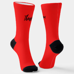 Monogrammed script black and red modern text socks