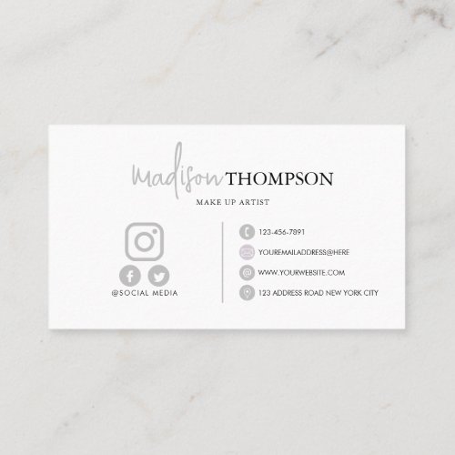 Monogrammed Script Typography Pale Grey QR Code Business Card