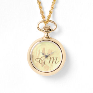 Monogrammed Sepia Watercolor Ladies Watch