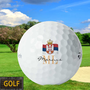 Monogrammed Serbian Flag & Serbia Golf Balls