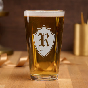 Monogrammed Shield Logo Pint Glass