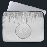 Monogrammed Silver Dripping Glitter Girly Laptop Sleeve<br><div class="desc">Girly Silver Faux Dripping Glitter and Sparkle Elegant Monogram Laptop Computer Case. This monogrammed case can be customized to include your initial and first name.</div>