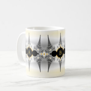 Monogrammed Silver Fractal Spikes Coffee Mug