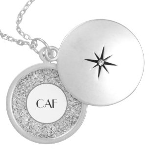 Monogrammed Silver Glitter Bridesmaid Gifts Trendy Locket Necklace
