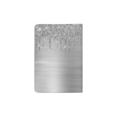 Monogrammed Silver Glitter Drip Brushed Metallic Passport Holder (Back)