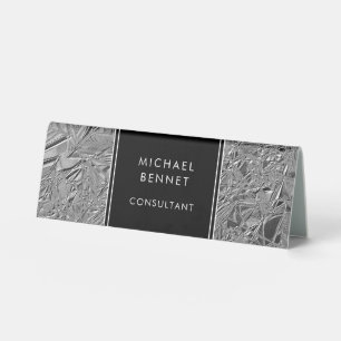 Monogrammed Silver Metallic Business Table Tent S