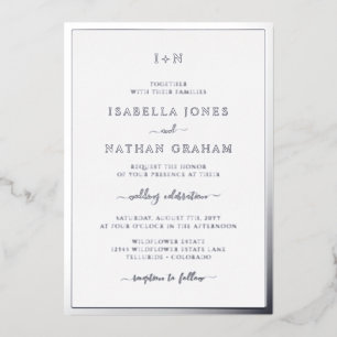 Monogrammed Silver Wedding Foil Invitation