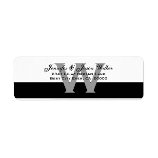 Monogrammed Simple Elegant Black and White Label
