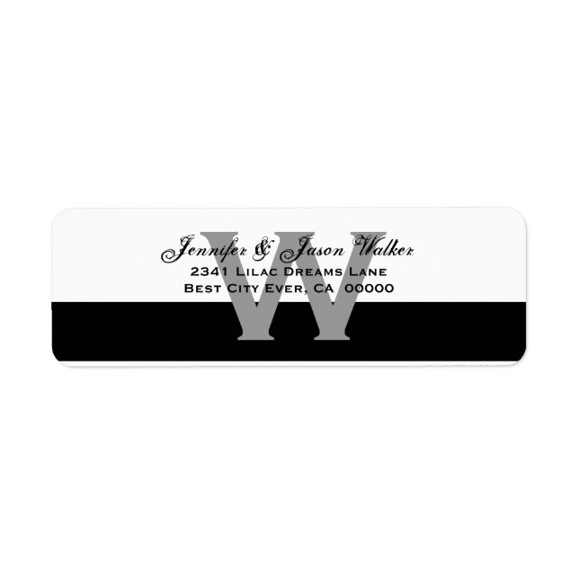 Monogrammed Simple Elegant Black and White Label (Front)
