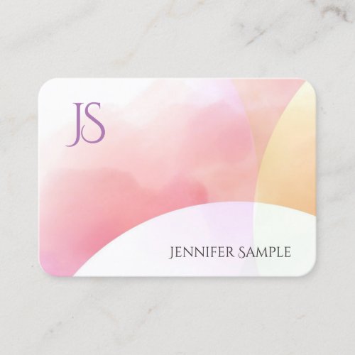 Monogrammed Simple Elegant Modern Colorful Trendy Business Card