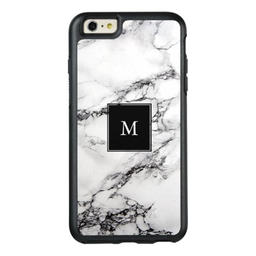 Monogrammed Simple White And Black Marble Stone OtterBox iPhone 66s Plus Case