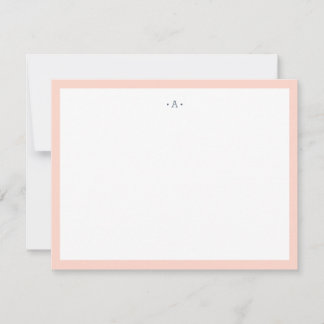 Monogrammed Single Letter Monogram Blue Striped Note Card