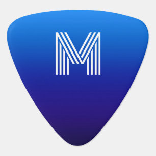 Monogrammed Sky to Midnight Blue Gradient Guitar Pick