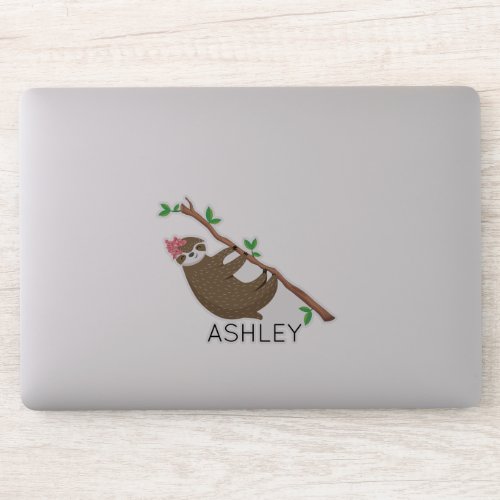 Monogrammed Sloth girl personalized Sticker