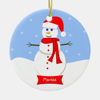 Monogrammed Snowman Christmas Ornament by ornamentsbyhenis at Zazzle