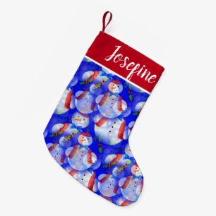 Monogrammed Snowman Small Christmas Stocking