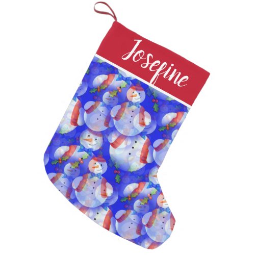 Monogrammed Snowman Small Christmas Stocking