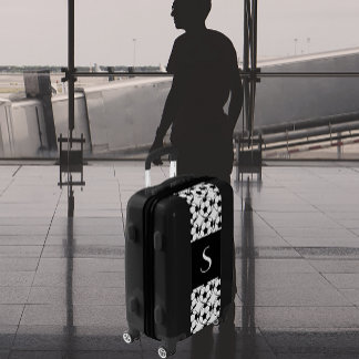 Monogrammed  soccer ball pattern in black&white luggage