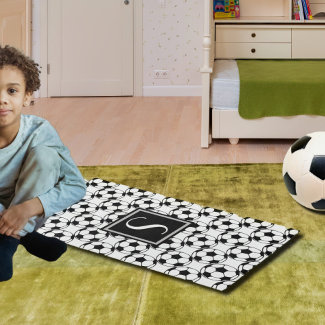 Monogrammed  soccer ball pattern in black&white
