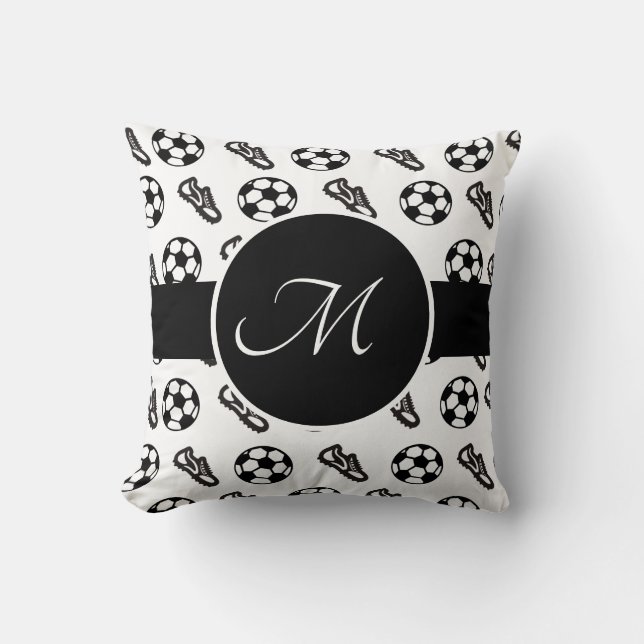 Monogrammed Soccer Ball Sneaker Shoes Sport Style Throw Pillow (Front)