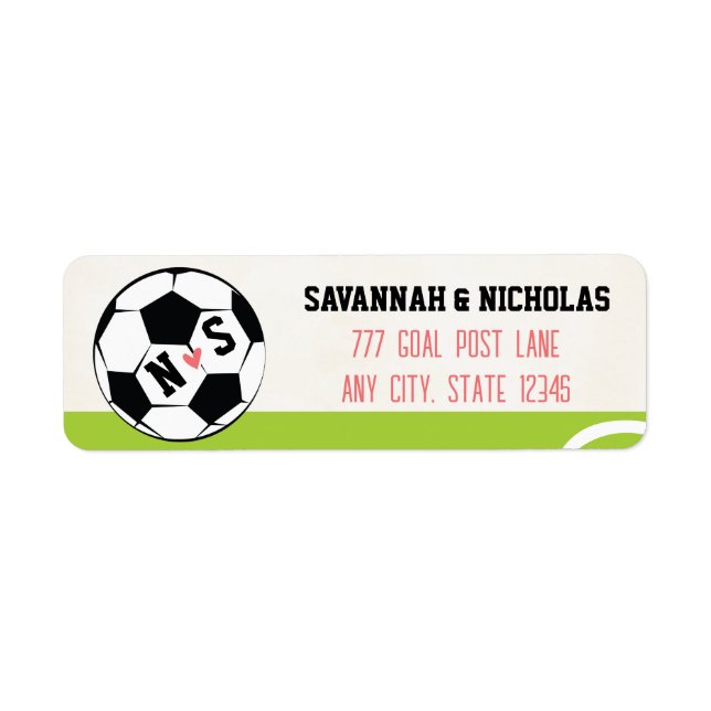 Monogrammed Soccer Ball Wedding Label (Front)