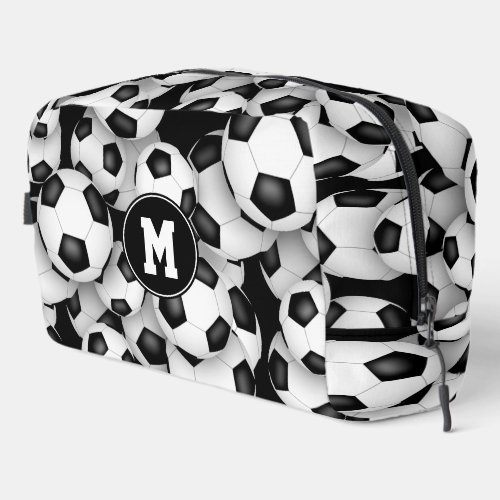 Monogrammed soccer balls pattern  dopp kit