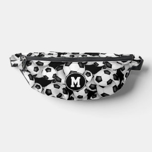 Monogrammed soccer balls pattern fanny pack