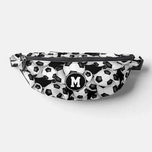Monogrammed soccer balls pattern  fanny pack