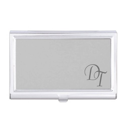 Monogrammed solid color silver gray business card case