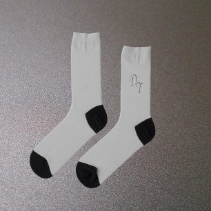 Monogrammed solid color silver gray  socks