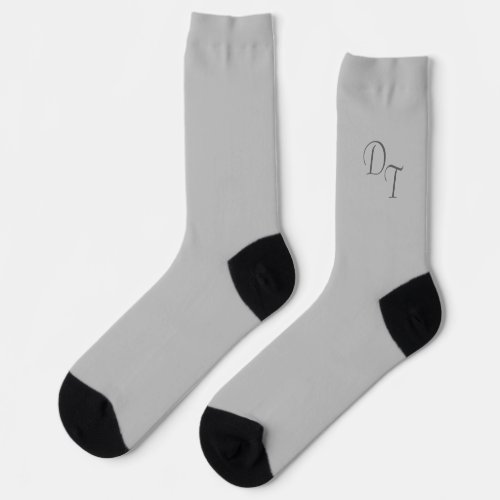 Monogrammed solid color silver gray  socks