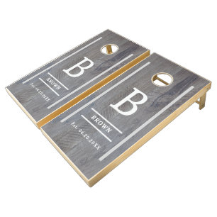 Monogrammed Solid Wood Boards, Family & Wedding Cornhole Set