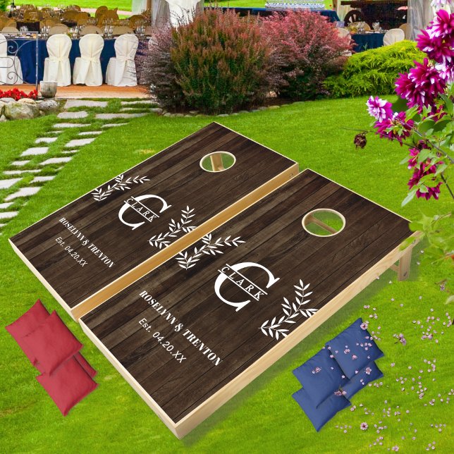 Monogrammed Solid Wood Boards | Rustic Wedding Cornhole Set (Creator Uploaded)