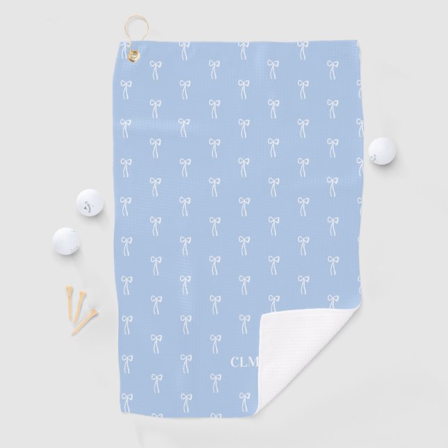 Monogrammed Something Blue Bow Coquette Classic Golf Towel (InSitu)